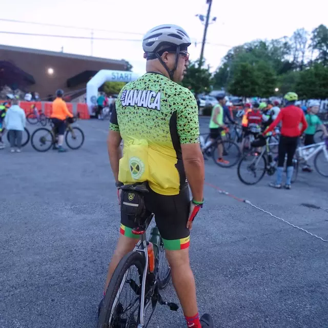 Anthony Brown waiting at the start line before an event ride