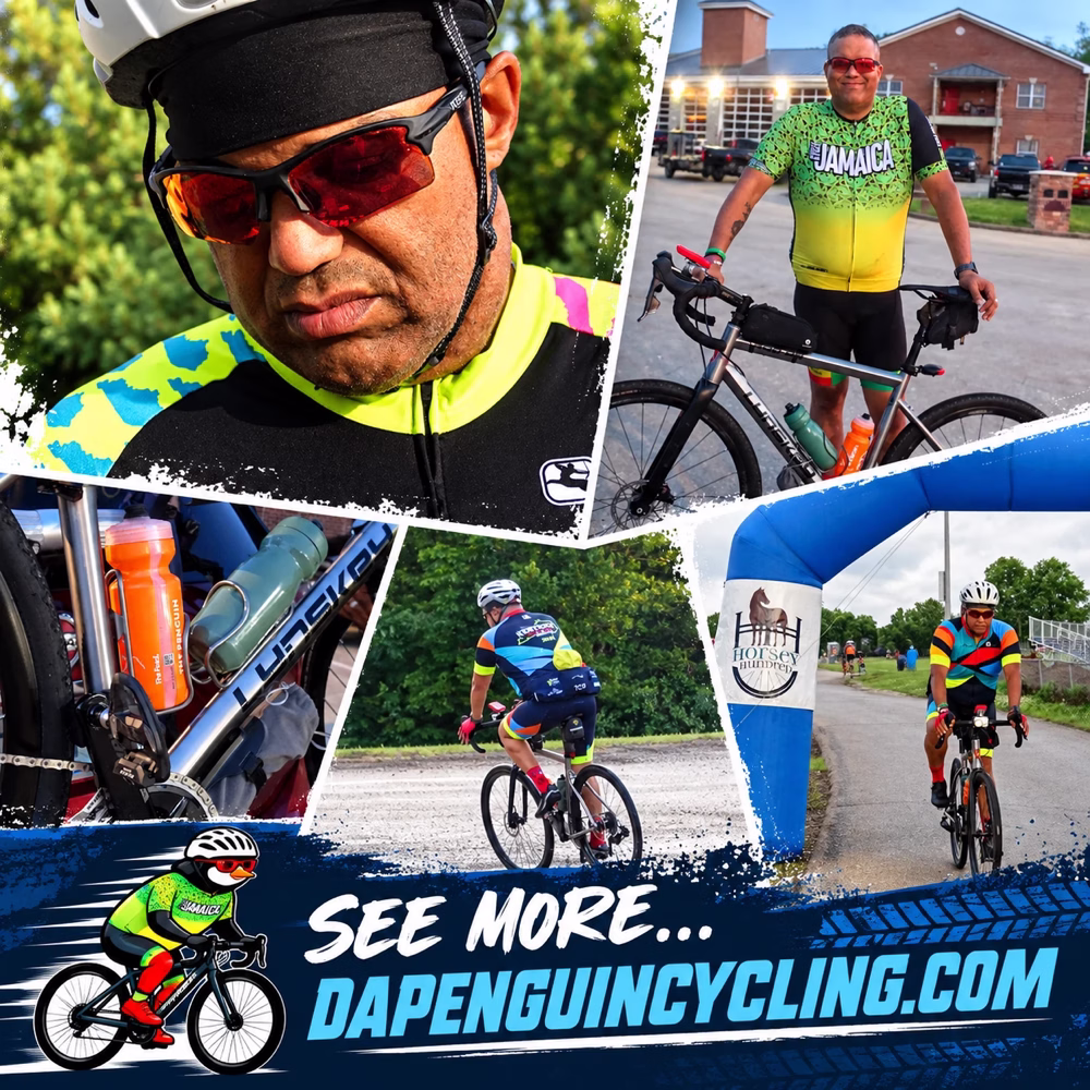 A DaPenguin collage of five ride photographs from the season
